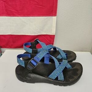 Blue Chacos With Toe Strap